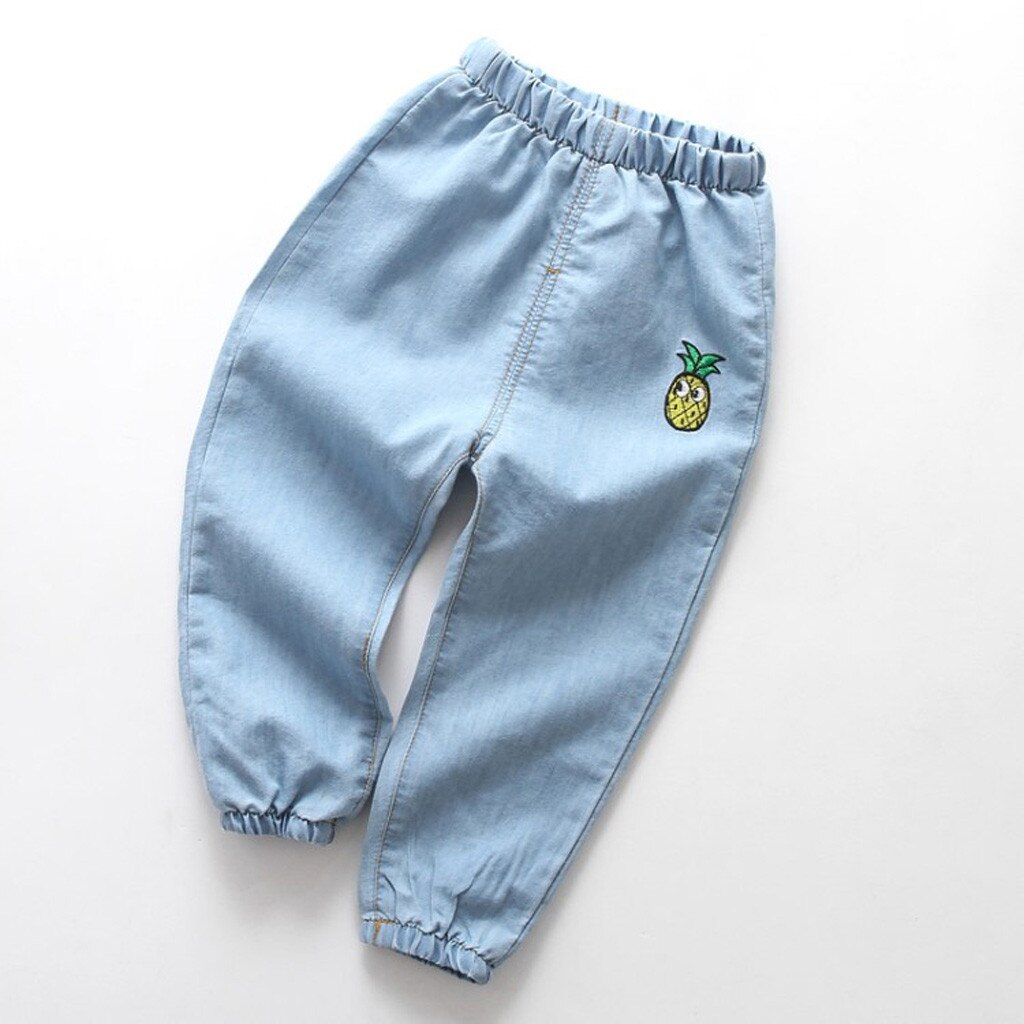 Jongens Broek Lange Broek Voor Meisje Kinderen Baby Jeans Cartoon Gat Denim Lange Broek Elastische Taille Jeans Kleding # C: D / 3T