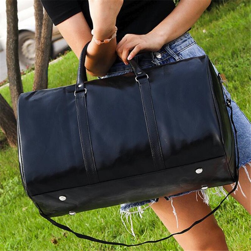 Lederen Reistas Grote Duffle Onafhankelijke Grote Fitness Tassen Handtas Tas Bagage Schoudertas Zwarte Mannen Mode Rits Pu