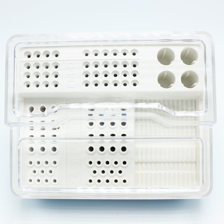 Plastic Tandheelkundige Endo Box Endodontie Desinfectie Storage Case Organizer Voor Ra Fg Mondhygiëne Tanden Gereedschap 91 Gaten + 4 gaten + 1Pan