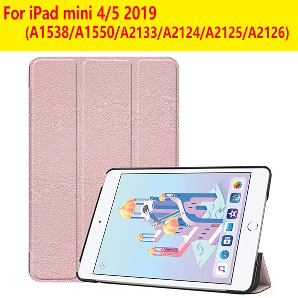 Cover Case for iPad Mini 1 2 3 PU Leather Silicone tablet case for iPad Mini 4 5 Tri-fold Stand Sleep Smart Cover Case