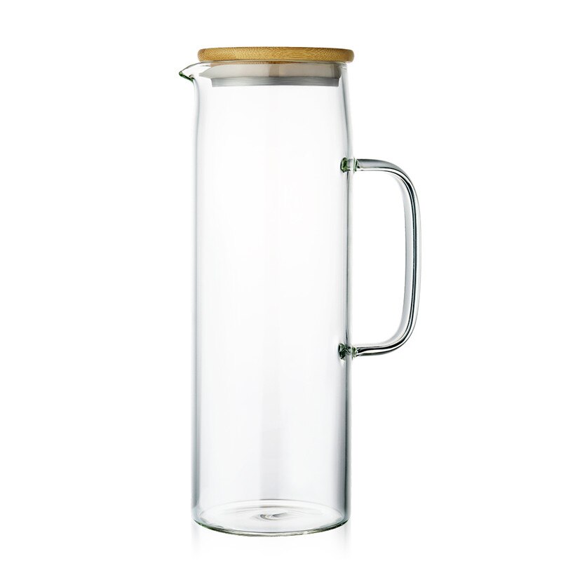 Glaskanna tekanna kallvatten vattenkokare hög borosilikatglas juicebehållare frukt citron rostfritt stål lock 1300ml