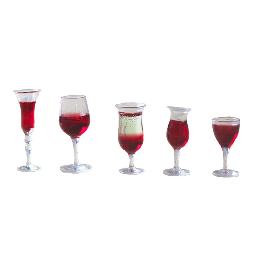 1Pcs 1/12 Dollhouse Miniature Accessories Mini Resin Red Wine Glass Simulation Goblet Cup Model Toys for Doll House Decoration