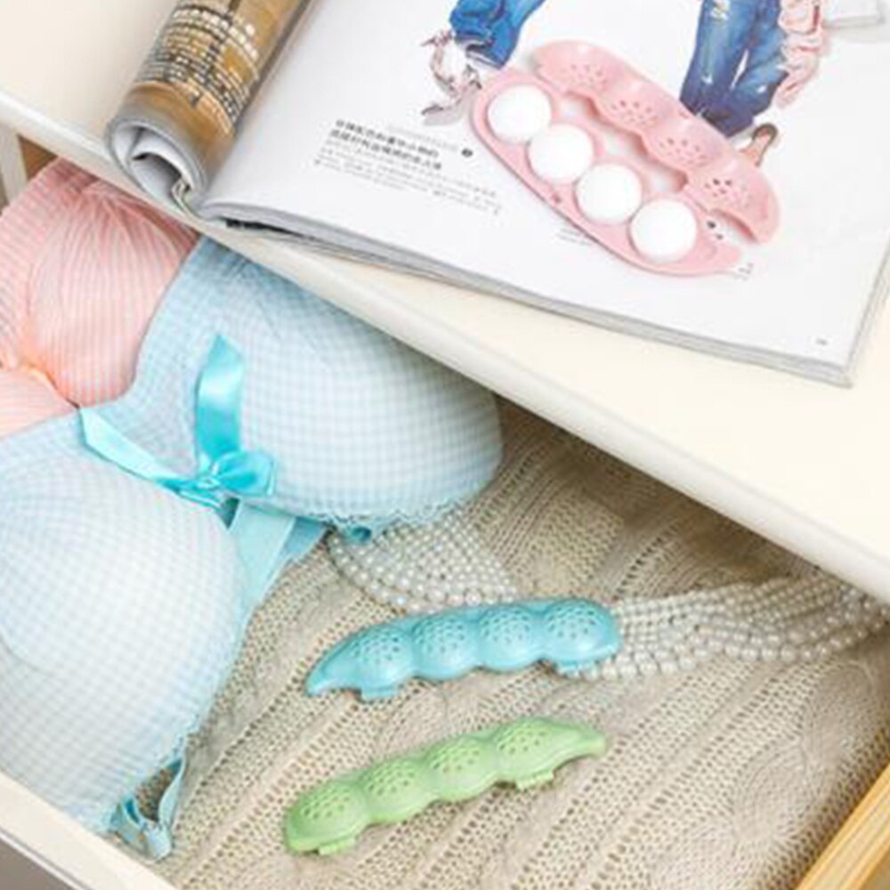2pcs Camphor Ball Box Pea Pod Shape Desiccant Storage Box for Closet