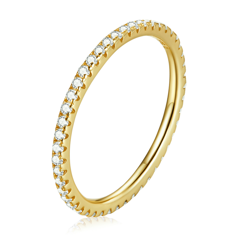 Anello Donna BAMOER Argento 925 Massiccio Con Zirconi Arcobaleno – Pavé Glitterato, Regalo Perfetto
