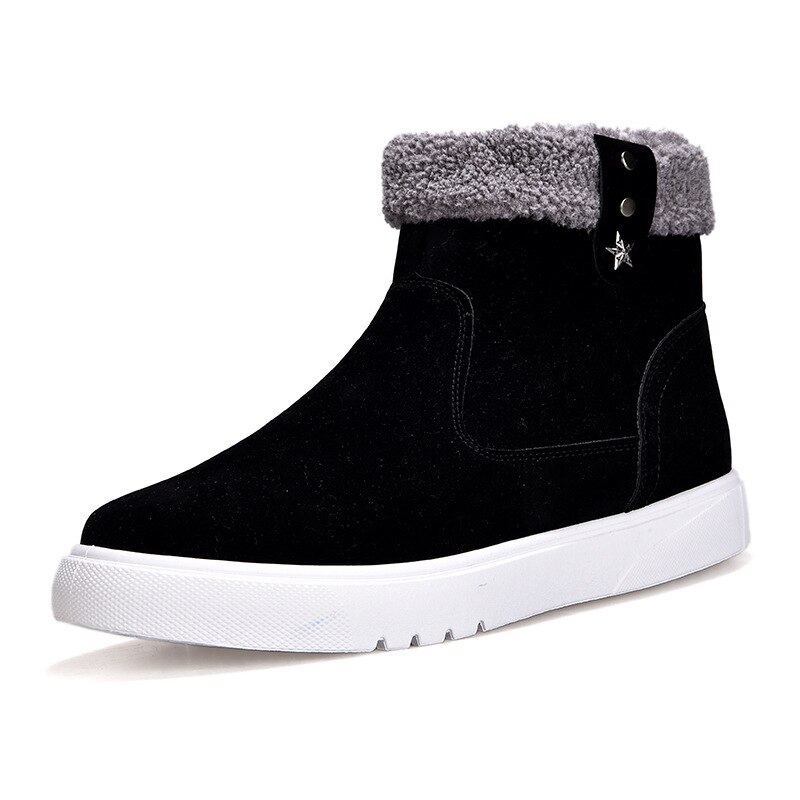 Chaussures de neige antidérapantes pour hommes, chaussures de neige décontractées, semelles plates chaudes en peluche à la tendance, en coton pour hommes, nouvelle Version coréenne: Black / 6.5