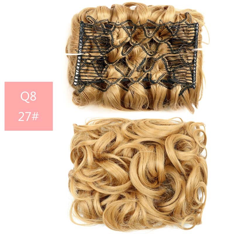 Large Comb Clip In Curly Synthetic Hair Pieces Chignon Updo Cover Extension Hair Bun Retro Style Women's Wedding Hairpiece: 27