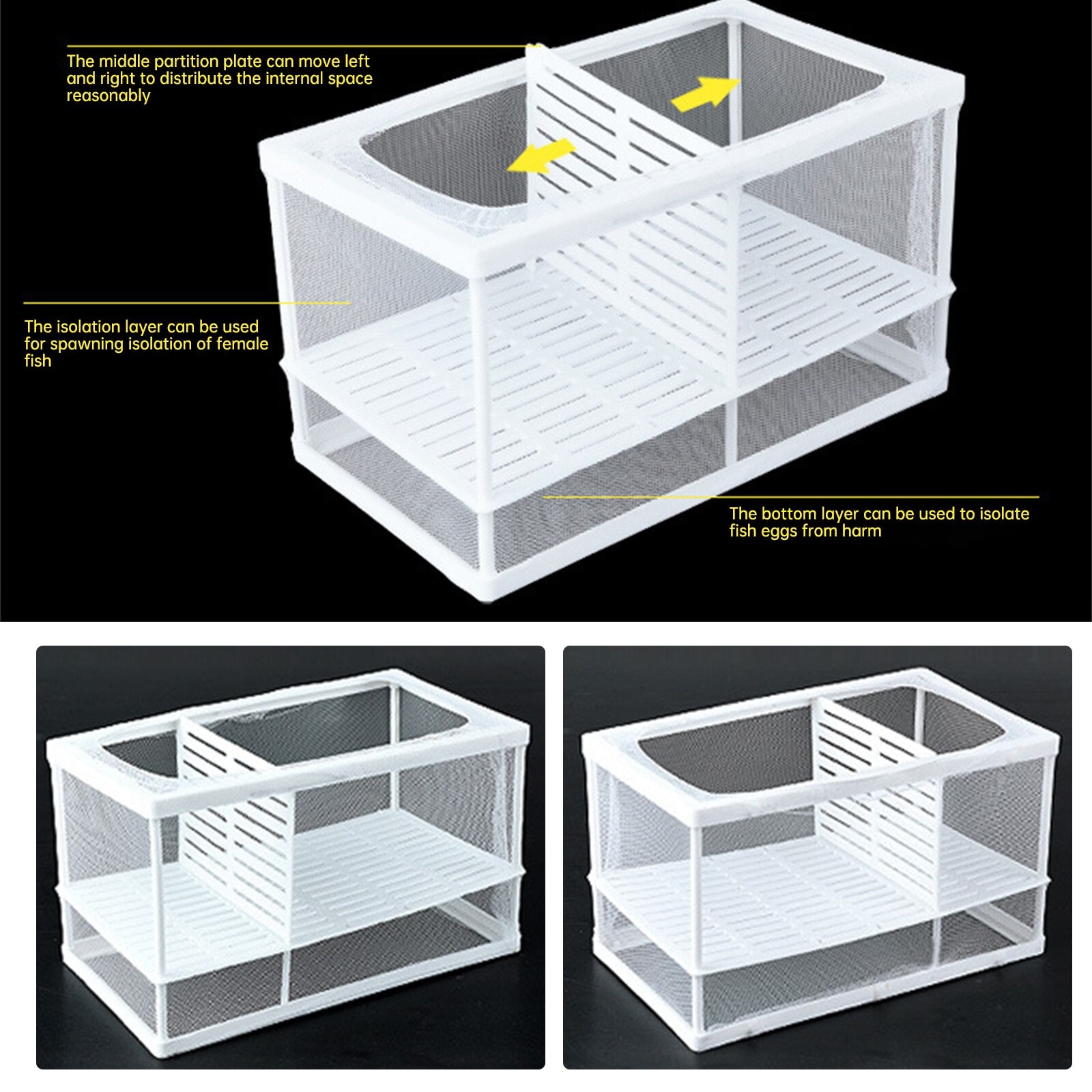 Aquarium Fish Tank High Clear Fish Breeding Isolation Box Aquarium Breeder Fish Tank Double Guppies Hatching Incubator^