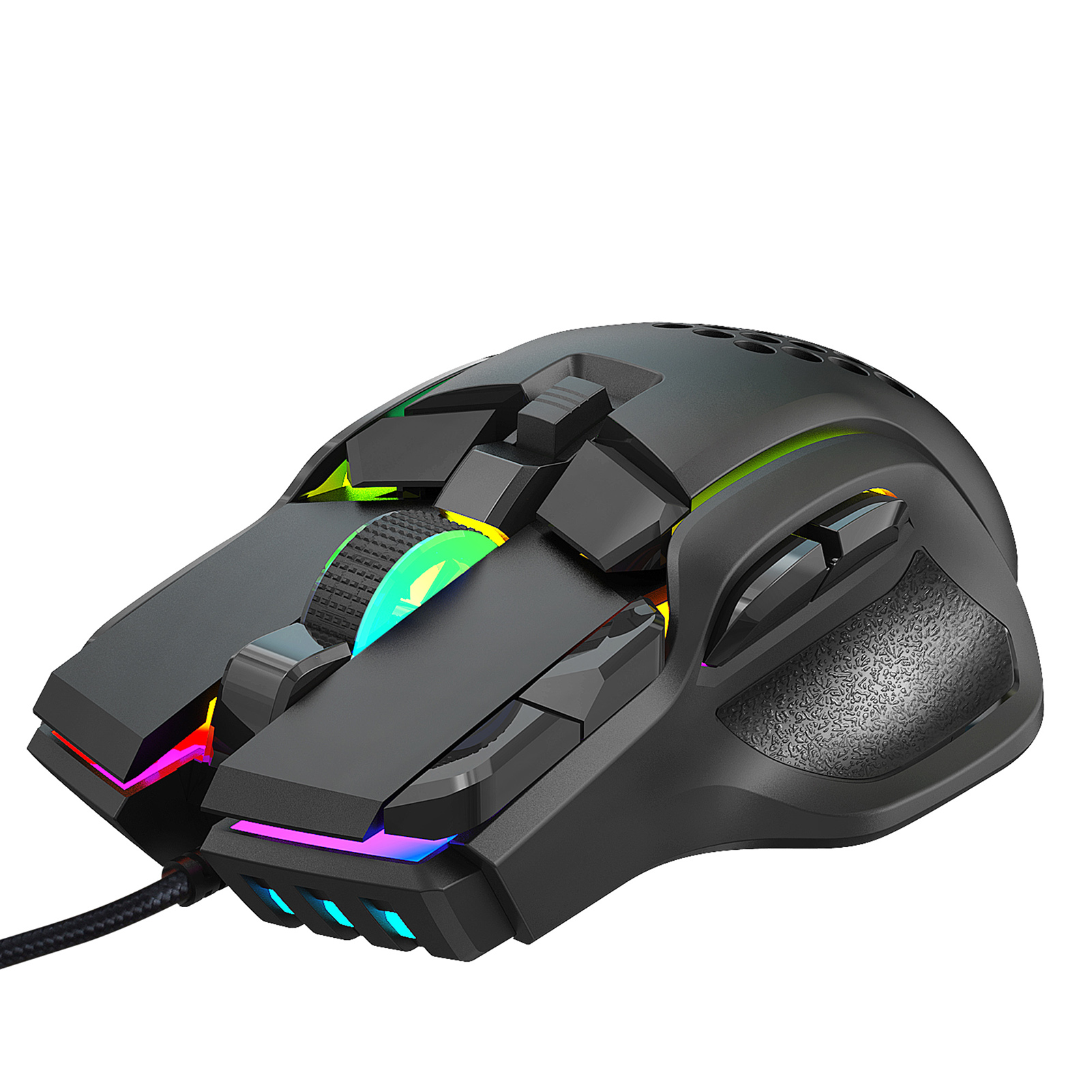 HXSJ S700 Mouse 10 Keys Wired Gaming Mouse Macro Programming Ergonomic Mice with 12800 DPI RGB Light Effect Gaming Mice for PC