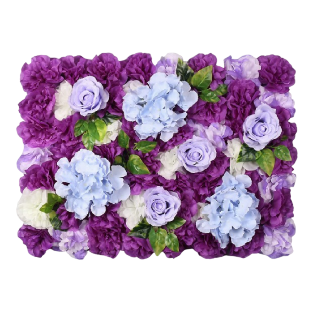 Handgemaakte Kunstbloemen Wandpanelen Realistisch 60x40cm Rozen Bruiloft Achtergrond Romantisch Duurzaam Zijden Rozen Bloemenwand: Paars