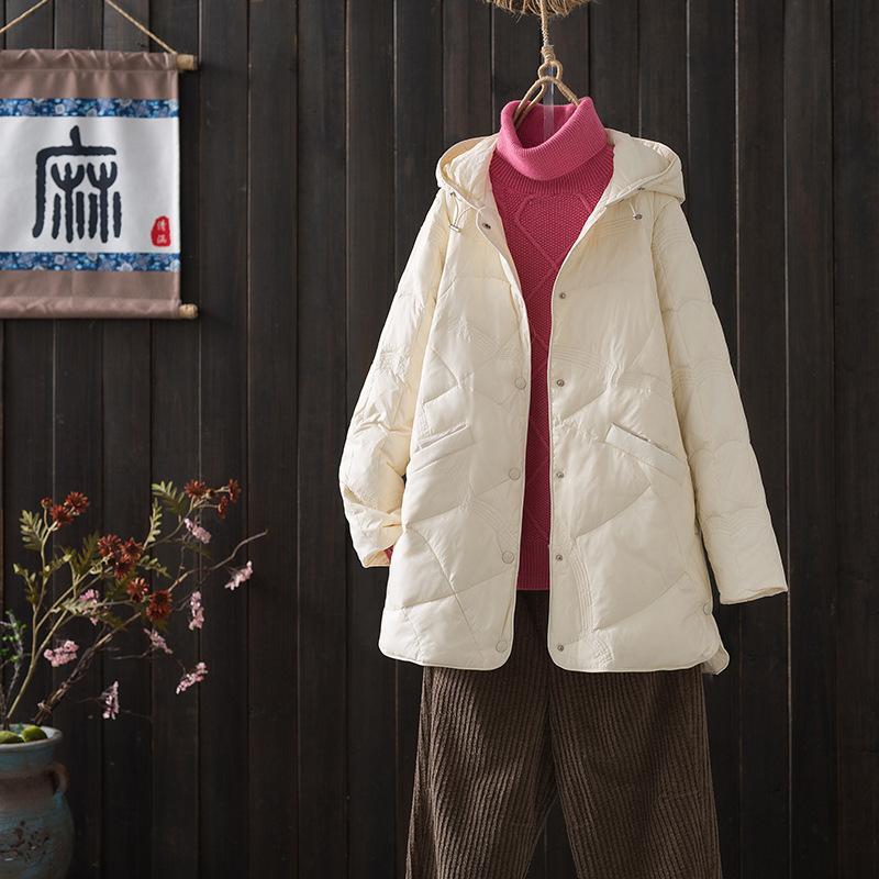 Plus Size 3xl Women Winter Coat Arrivals 90% White Duck Down Hooded Ultra Lightweight Keep Warm Down Jackets: M / WHITE