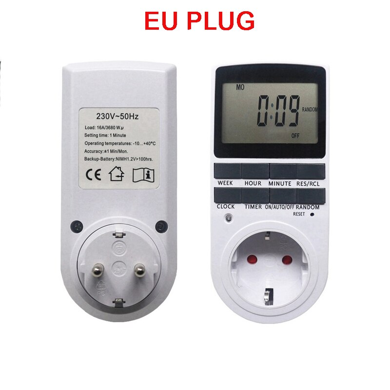 Programmable Plug-in Timer Switch EU Plug Socket Timer With Random and Summer Time Kitchen Timer Switch: Default Title