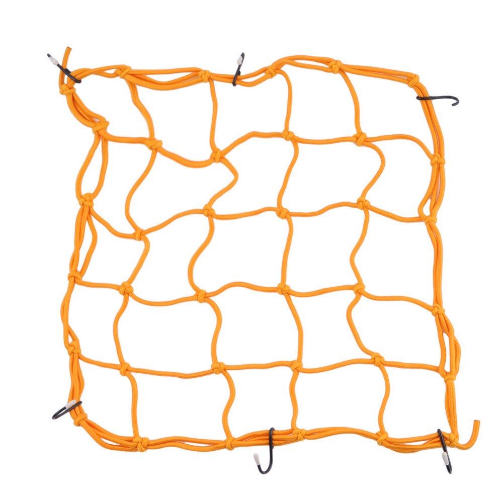 Soporte para casco de motocicleta, 6 ganchos de sujeción, 40x40cm, bolsa de red de malla, red de carga de equipaje, estilismo para automóvil: Naranja