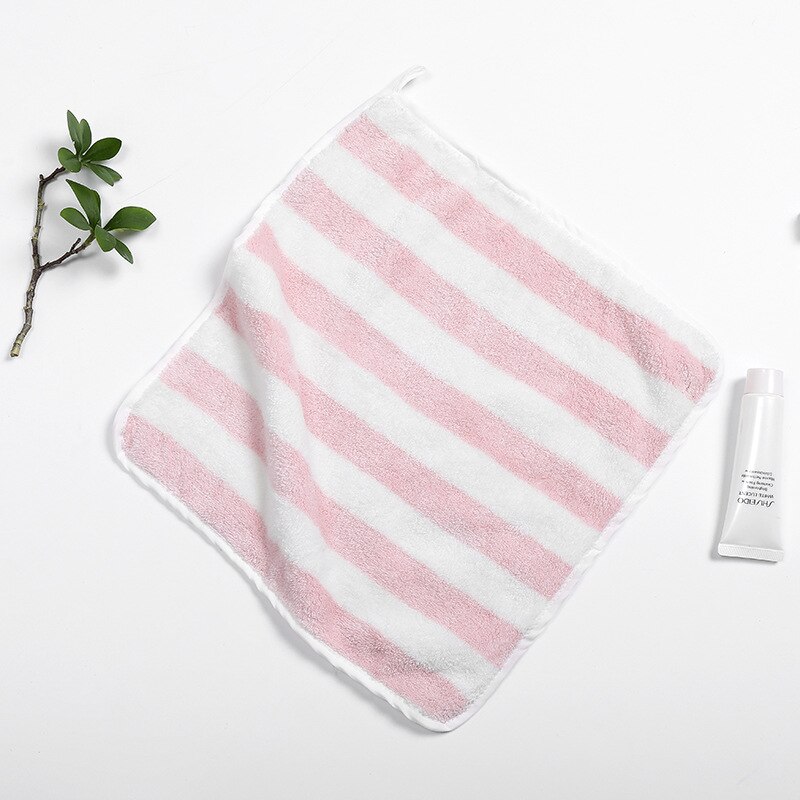 Doux Petite Serviette Serviette visage En Microfibre Tissu Bébé Pendaison Serviette Serviette De Bain Pour Salle De Bain Cuisine Serviette Sèche Rapide: Pink Stripes Towel