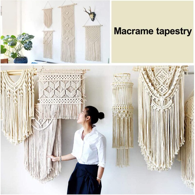 Corde de dentelle en coton naturel torsadé à la main, 1/2/3/4/5/6/8/10mm, tissage artisanal pour faire des cintres à plantes, décoration murale
