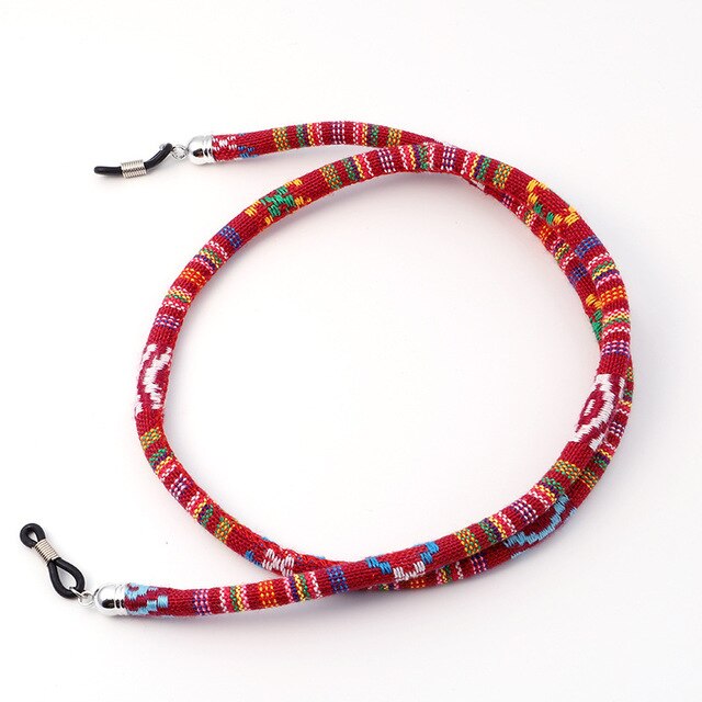 Men Women Eyeglass Sunglasses Cotton Neck String Cord Retainer Strap Eyewear Lanyard Holder High-End Ethnic Rope Glasses Chain: red