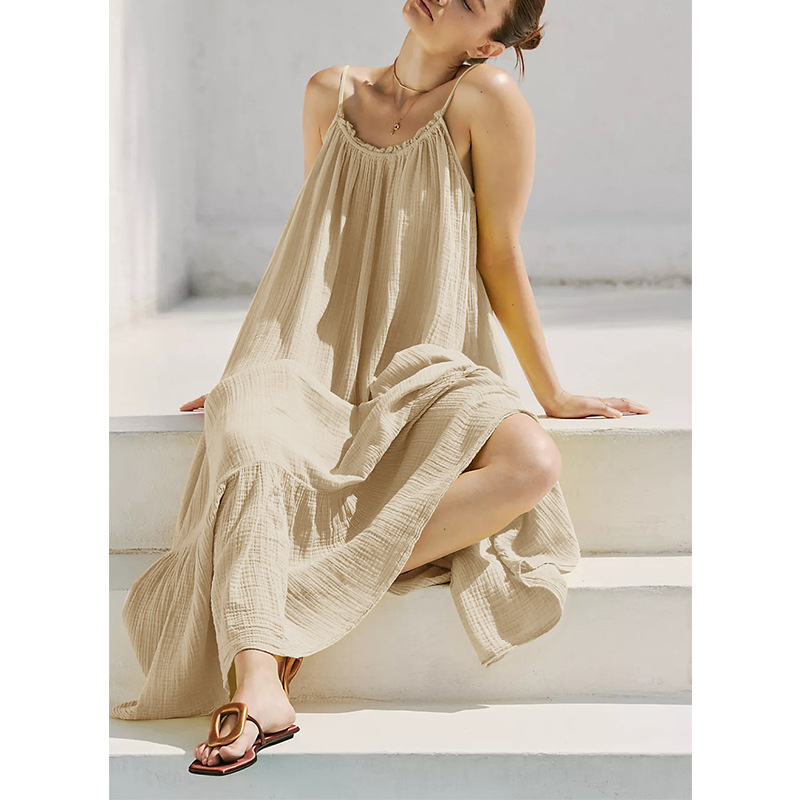 Elagant Strand Bobo Kleid Damen bekleidung lässig 100% Baumwolle retro max kleider A-Linie ärmellose Sommer Sommerkleid Hoilday Reisen