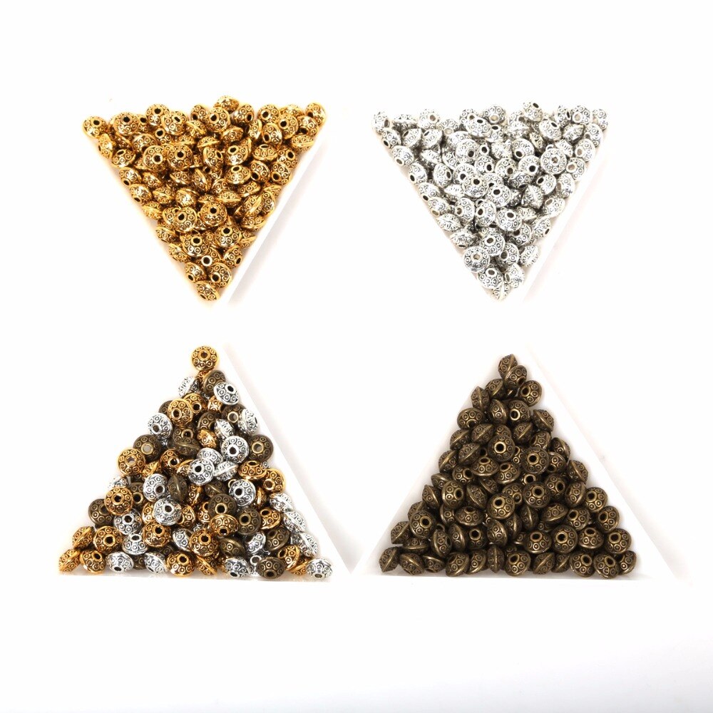50 stuks tibetaanse ronde ovale metalen kralen voor het maken van sieraden, doe-het-zelf zinklegering bedelaccessoire voor het maken van sieradenarmbanden