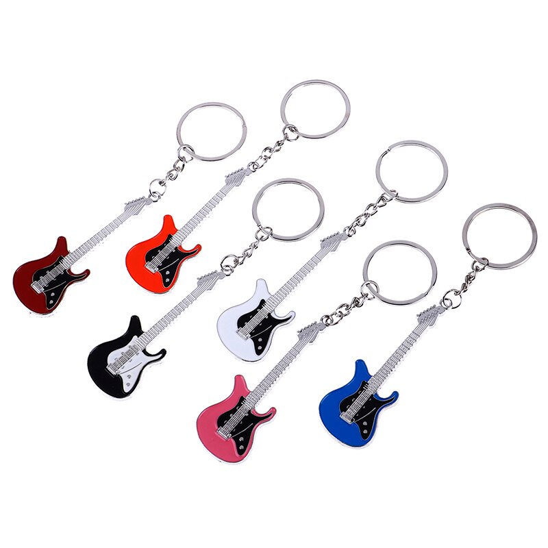 1Pcs Guitar Key Chain Set Metal Electric Guitar Mini Keychain Key Chain Key Ring