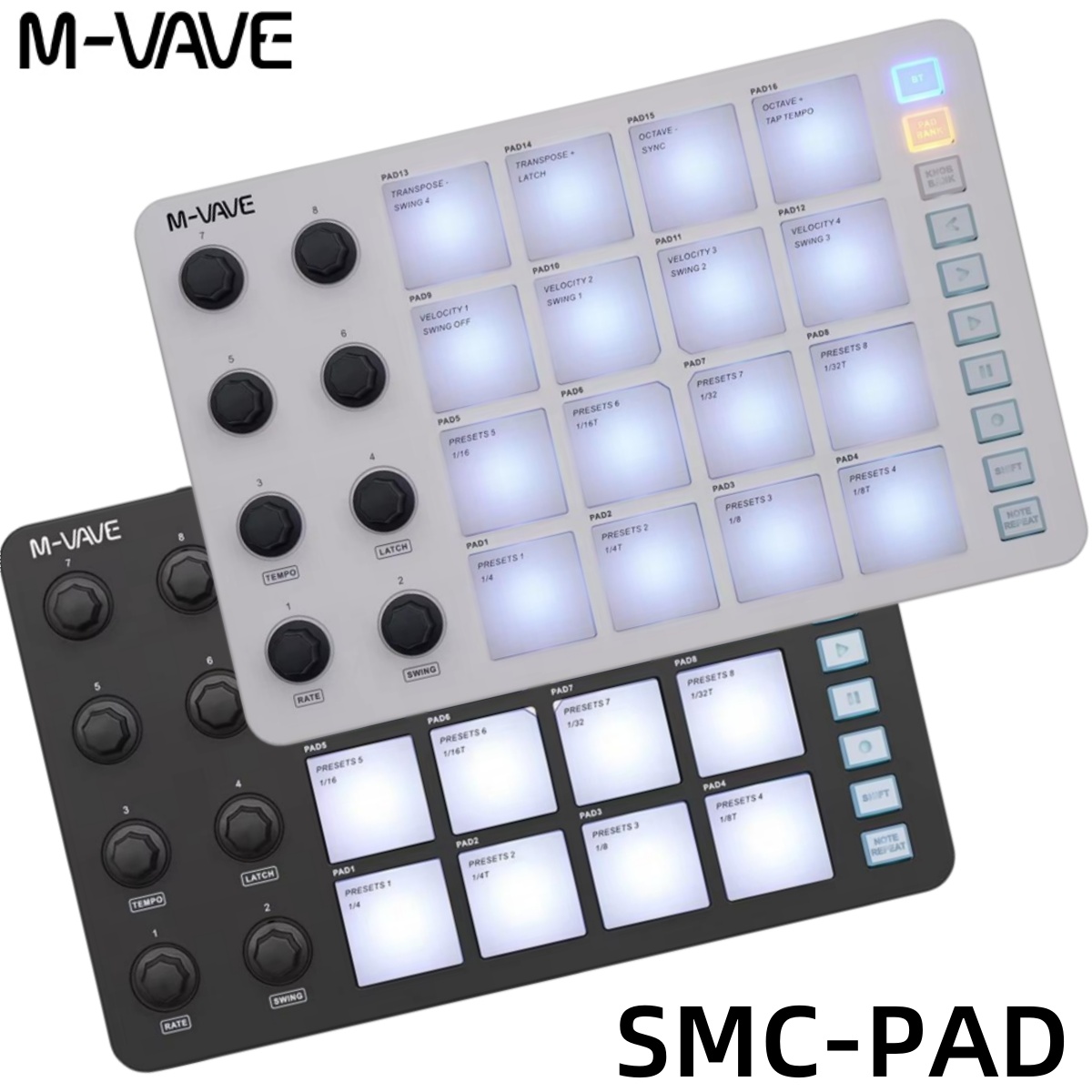 Controlador MIDI inalámbrico M-VAVE SMC-PAD, teclado de percusión adecuado, interfaz de USB-C, portátil, almohadilla MIDI pequeña