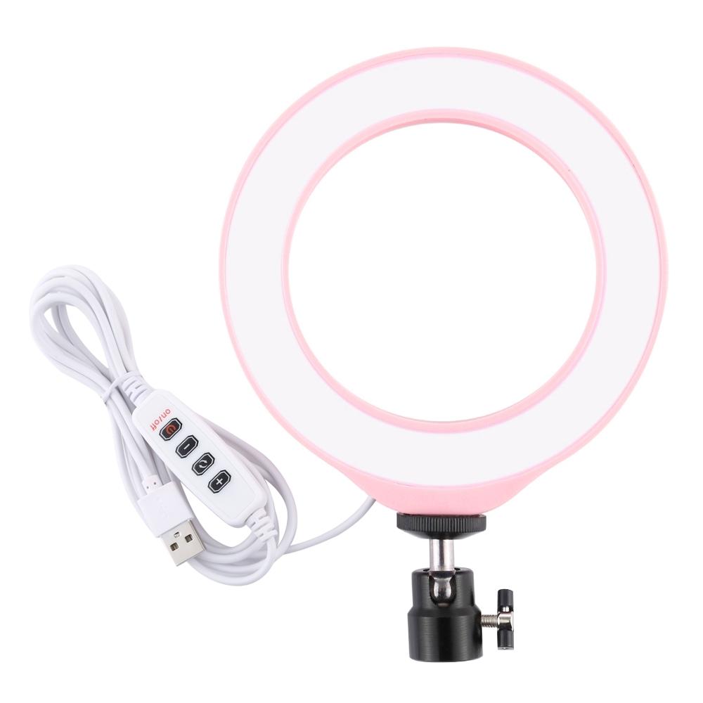 Puluz 4.7 Inch 12 Cm Usb 3 Modes Dimbare Led Ring Vlogging Fotografie Video Verlichting Met Koude Schoen Statief Bal hoofd: Roze