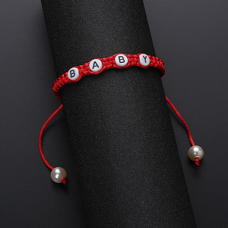 brief pulseiras rot faden schnur harz perle diy armreif name handarbeit armband schmuck für frauen zubehör