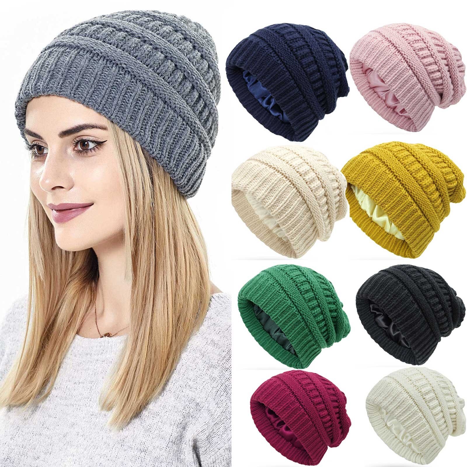 Gorro de felpa para mujer, gorro de algodón tejido para mantener el calor, accesorios de invierno,