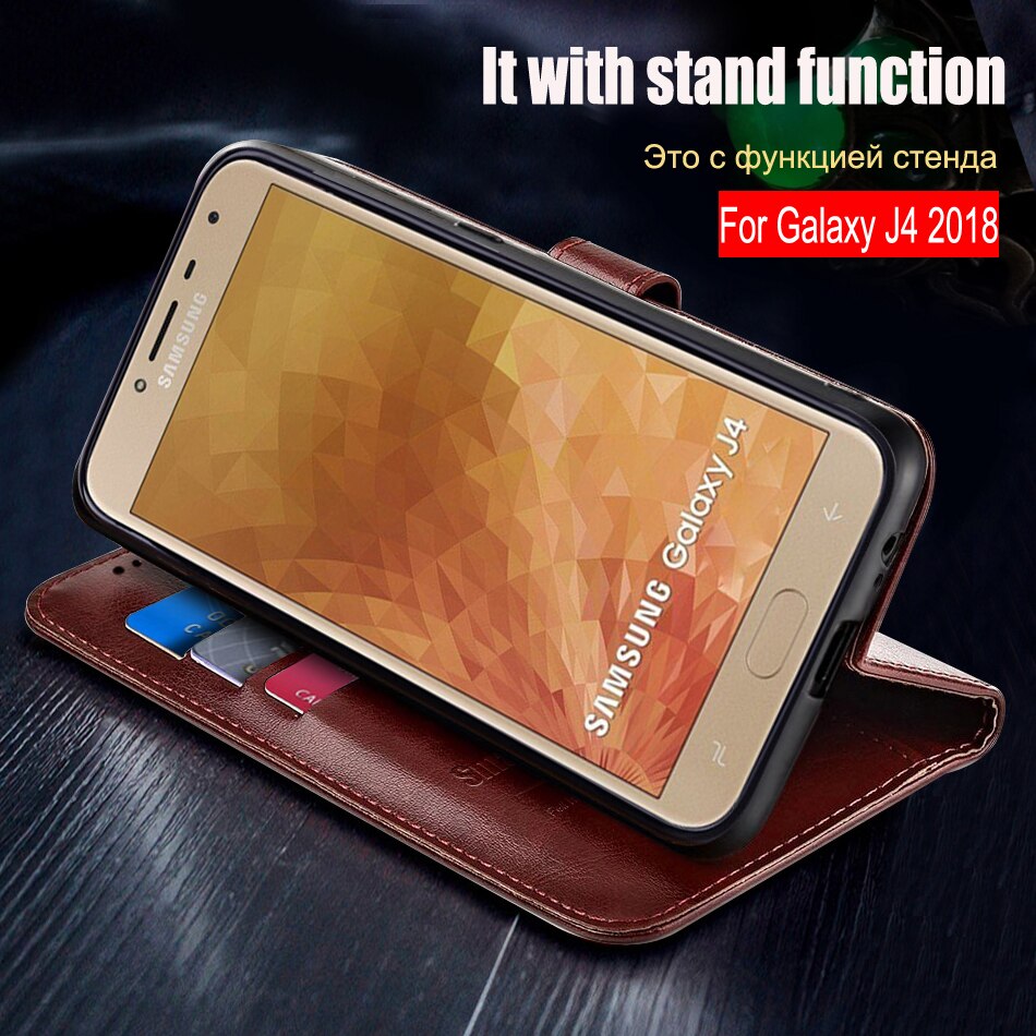 Voor Samsung Galaxy J4 Case Flip Leather Magnetic Case Voor Samsung Galaxy J4 J400 Telefoon Cover Voor Galaxy J4 j400F Case