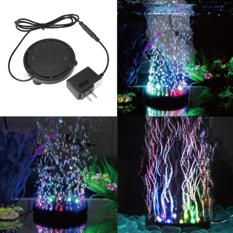 12LED/ 9LED Kleurrijke Aquarium Led Lamp Glow In The Dark Waterdichte Zuurstof Bubble Licht Voor Aquarium Accessoires Decoratie