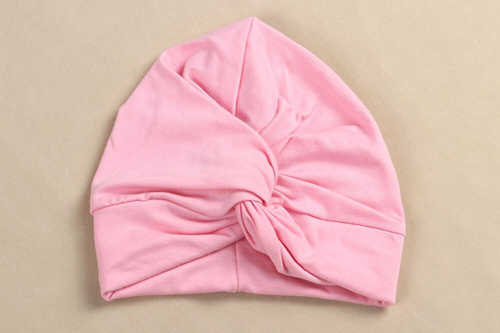 Pudcoco infantile Del bambino Turbante Cappelli Del bambino Del bambino Dei Capretti Del Ragazzo Della Ragazza Miscele del Cotone Cappello Molle Bello Sveglio Appena nato del Cappello Della Protezione di 0-2anni: rosa