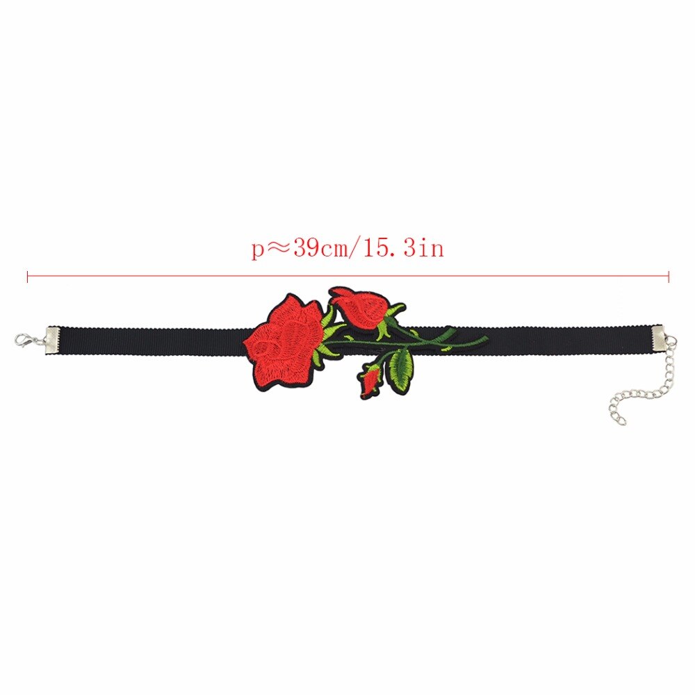Boho Red Flower Thread Black Velvet Choker Necklaces For Charm Women Jewelry