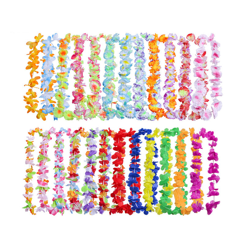 50 pcs Hawaiian Leis Slingers Kunstmatige Ketting Dansen Bloemen Slingers Leis Feestartikelen Strand Krans Decoratie Cover-Ups