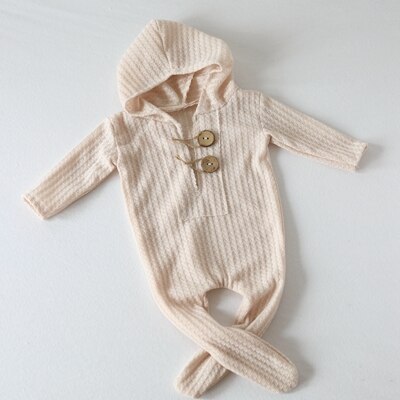 Tøj til nyfødte fotografering rekvisitter tøj til fødte baby fotoshoot tøj dreng romper kostume bebe foto tilbehør: Beige