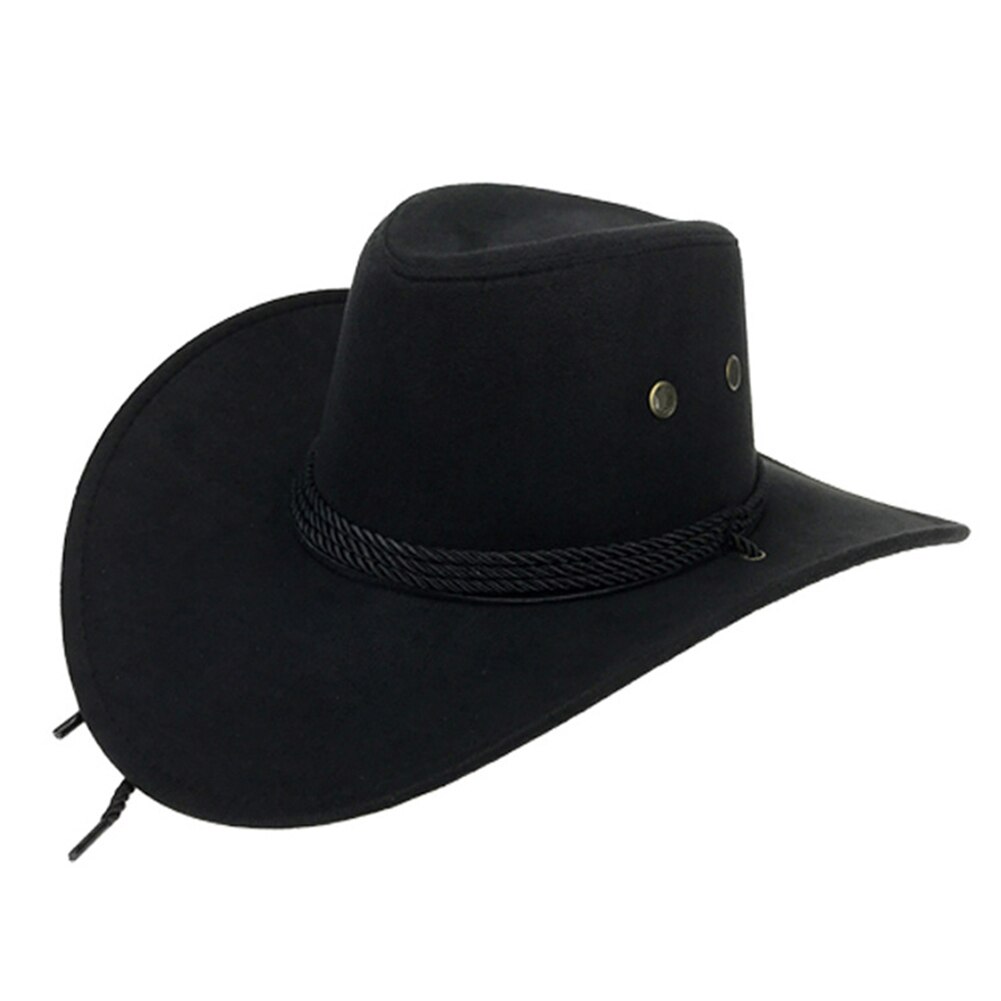 Hombre verano viaje visera de ala ancha Casual equitación sombrero de cowboy del oeste gorra de verano sombrero de vaquero sombrero de verano Cowboy sombero gorro sombrero: Negro