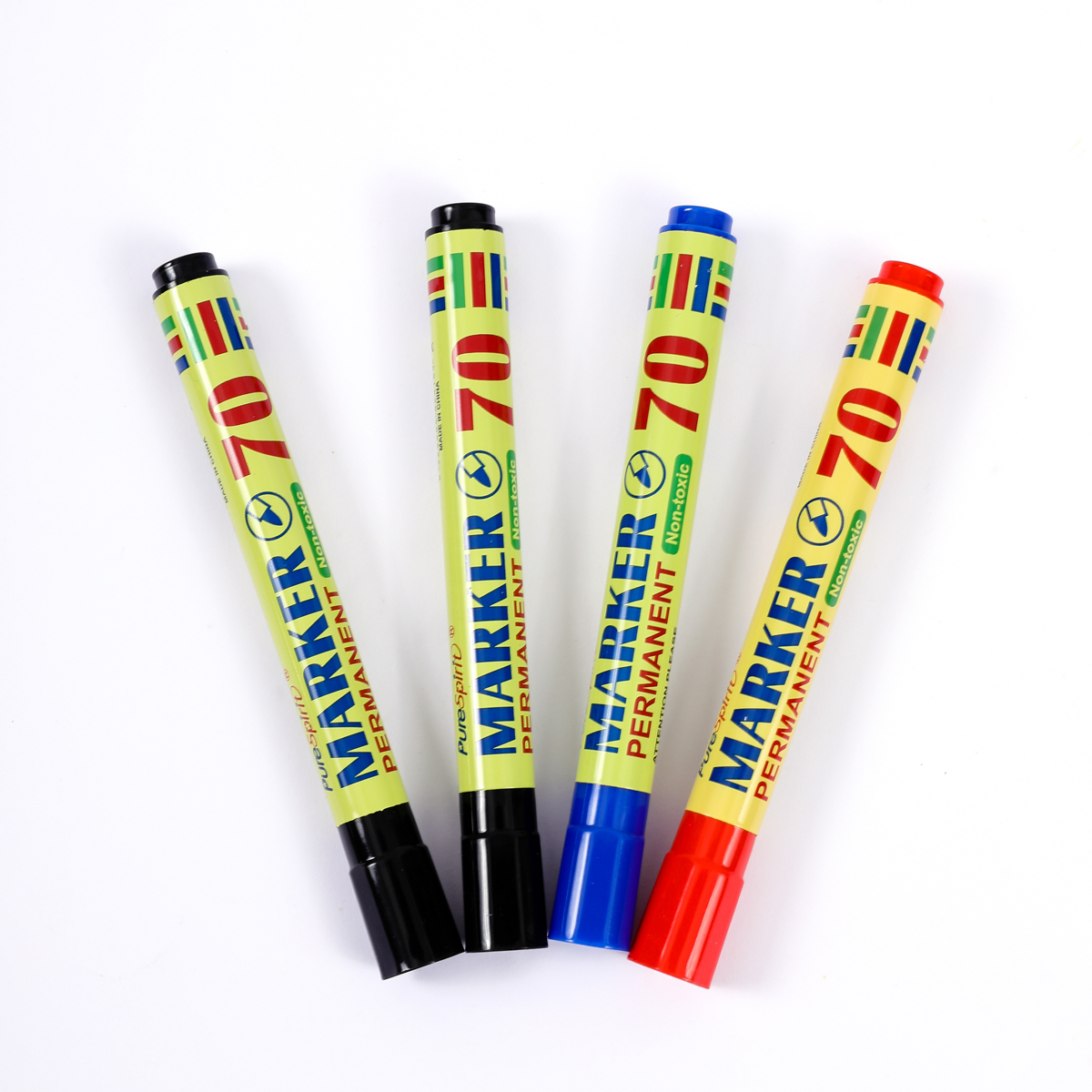 4pcs Large Capacity Waterproof Markers, Bold Tip, Non-Erasable For Plastic Surfaces: MULTI