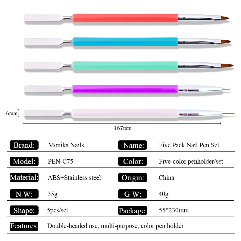5 Pcs/set Multifonctionnel Nail Art Brosse Parsemant Peinture Dessin Liner Stylo Gel Acrylique Extension Ongles Manucure Kit DE BRICOLAGE
