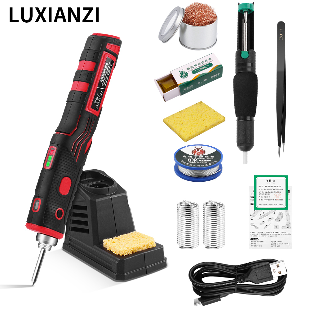 LUXIANZI USB Cordless Soldering Iron Rechargeable Repair Welding Tools Fast Charging Wireless Electric Solder Iron with Light