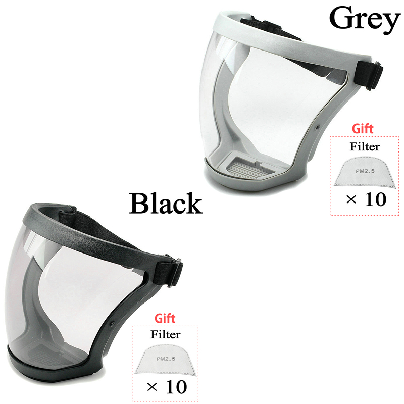 Work Protection Mask Full Face Shield Protection Face Cover Reusable Kitchen Splash Protection Mask Anti-fog Windproof Mask: green