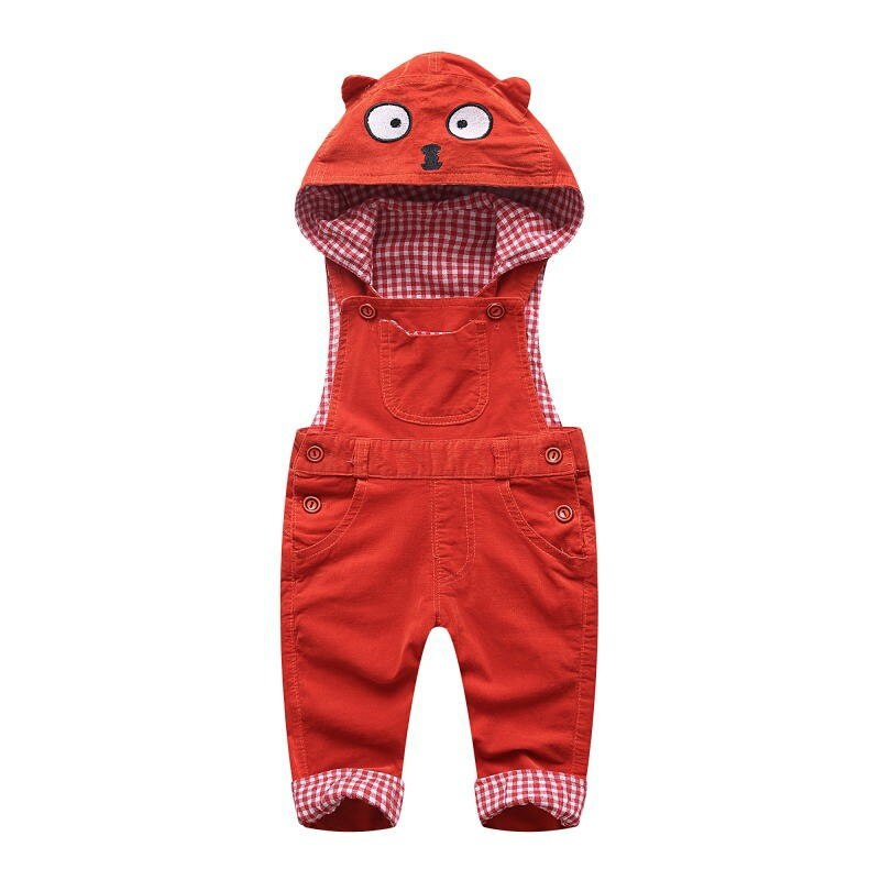0-3t cartoon corduroy jumpsuits voor pasgeboren jongens, kinderbroeken met bretels, capuchonbroeken, overalls, rechte broeken, babyjongens herfstkleding: 4 / 12m