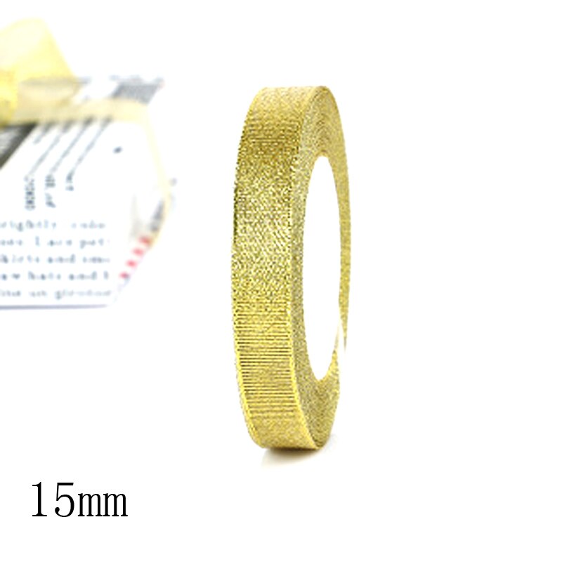 25Yard 22M Handgemaakte Goud Zilver Metallic Glitter Linten Voor DIY Ambachten Naaien Stof Christmas Party Bruiloft Benodigdheden wrap: 5.   15mm