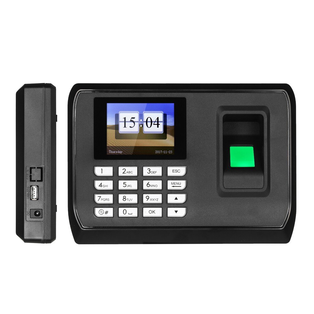 Biometric Fingerprint Password Attendance Machine Checking-in Recdor LCD Employee Time Clock: UK Plug
