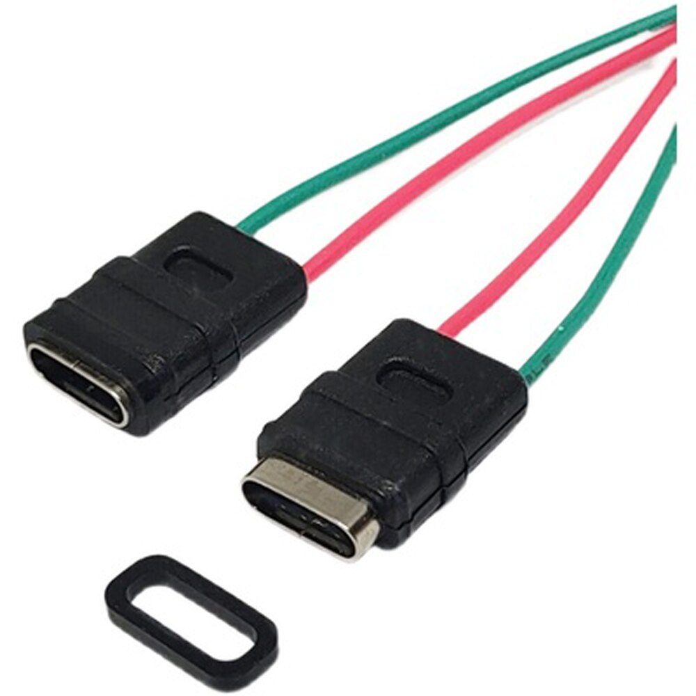 Lot de 2 à 5 fils à souder Micro USB type-c, Type W, étanche avec fils positifs et négatifs, connecteur femelle, prise de charge