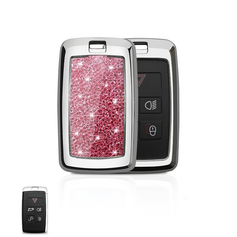 Car Remote Diamond key case key Cover For Land Rover Range Rover Evoque Discovery Sport 5: silver cover 02