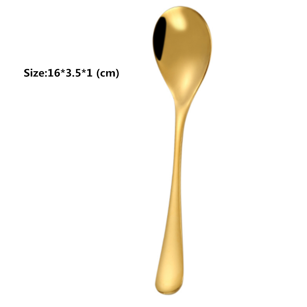 Stainless Steel Spoons Ceramic Handle Tea Coffee Scoop Vintage Gold Plating Dessert Spoon High Grade Cake Scoop Tool: gold