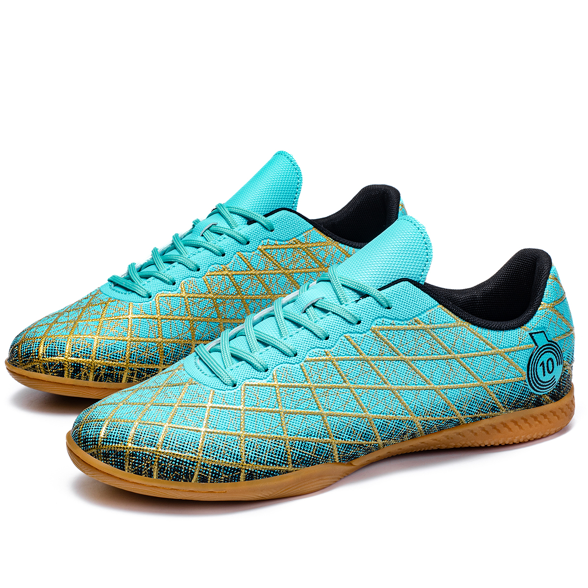 Voetbalschoenen, trainingsschoenen voor heren met platte bodem voor binnen, 5-a-side sportschoenen geschikt voor houten en cementvloeren: Sky Blue / 36