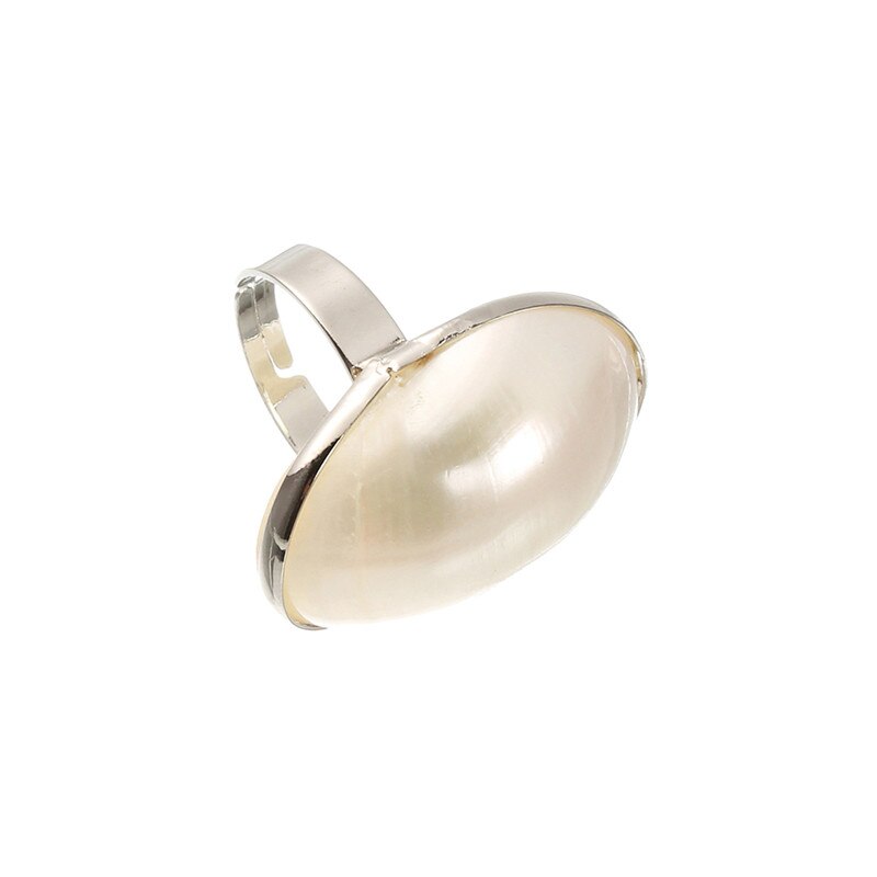 XINYAO Big White Mother Pearl Shell Rings For Women & Ladies Adjustable Open Wedding Finger Rings F2058