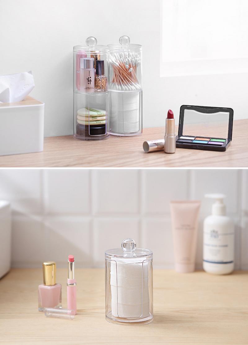 Transparent Round Multifunctional Acrylic Container Makeup Cotton Cosmetic Container Pad Organizer Jewelry Storage Box Candy