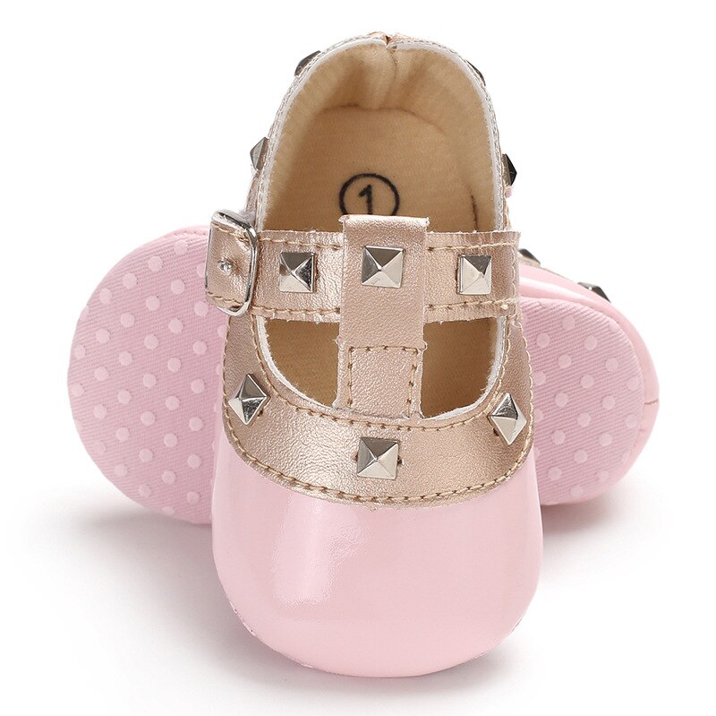 Stil vår nyfödda småbarn spädbarn flickor mjuka sneakers prinsessa pu läder babyskor småbarn söta skor 0-18m