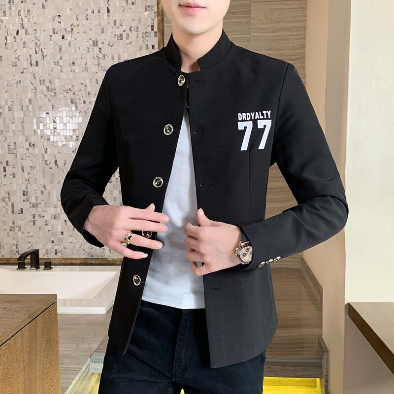 Herfst opstaande kraag heren blazers casual kostuum jas straatkleding sociaal mantelpakje bruiloft zakelijk terno blazer masculino