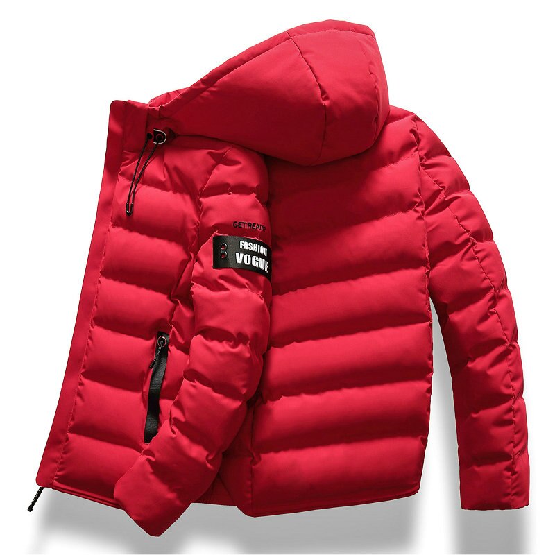 Herre dunmerke høst vinterjakke parka kåpe hette varm herre vinterfrakk fritidsfrakk 4xl parkas dun herre: Rød / Asiatisk størrelse m