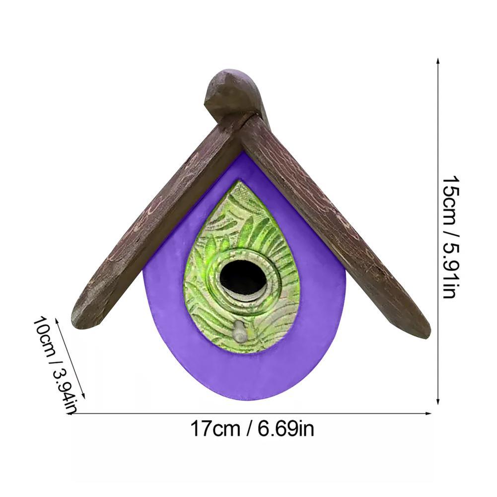 Hand Carved Wood Birdhouse Outdoor Hanging Birdhouse Ornament For Garden Courtyard Terrace Decoration